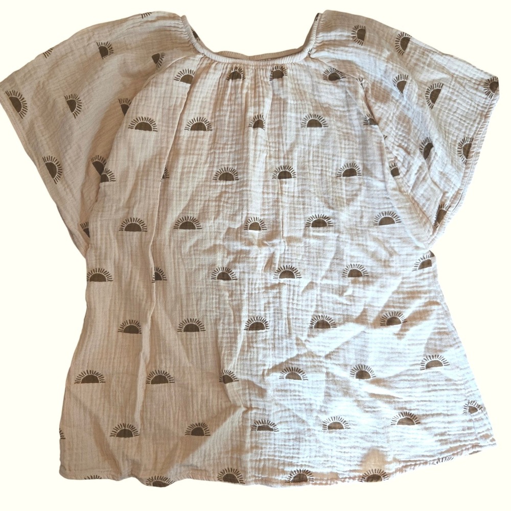 Rylee + Cru Kids Cream Pearl Sunset Print Double Gauze Cotton Dress Size 2-3Y